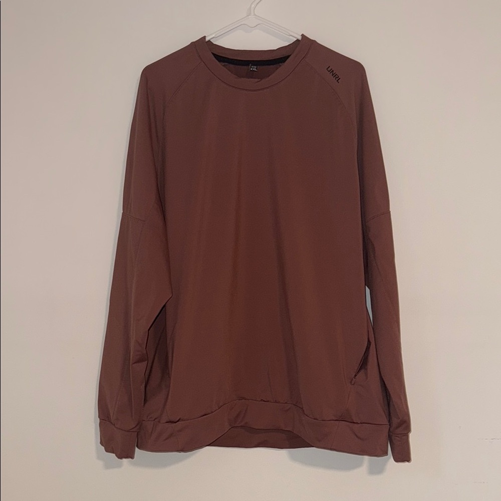 Brown Casual Sweatshirt with Ribbed Details